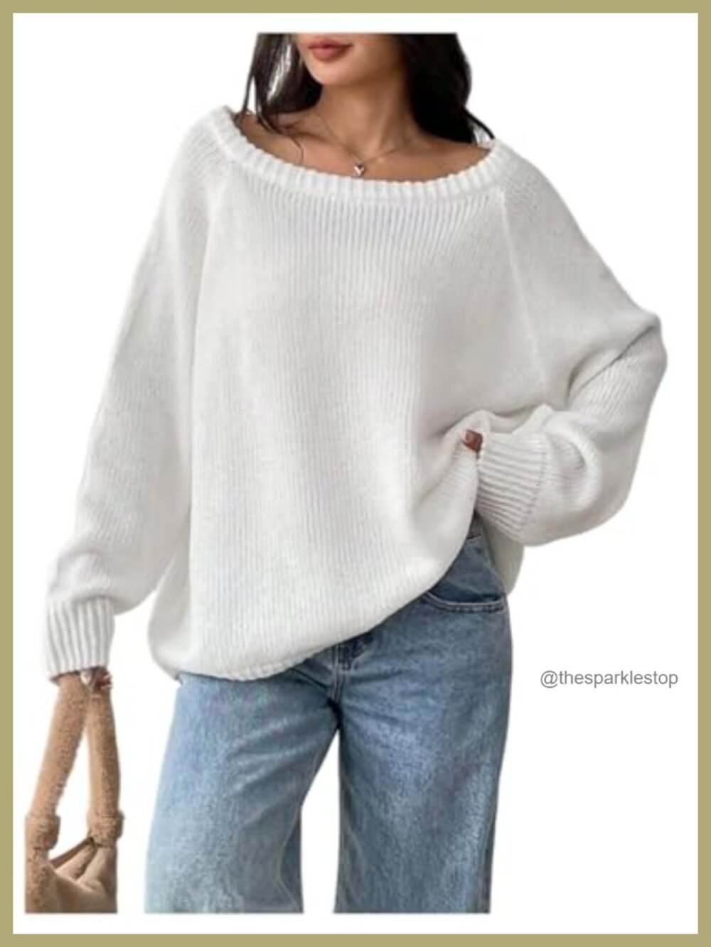 Off The Shoulder Sweater Oversized Pullover Knit Long Sleeve Loose Fit